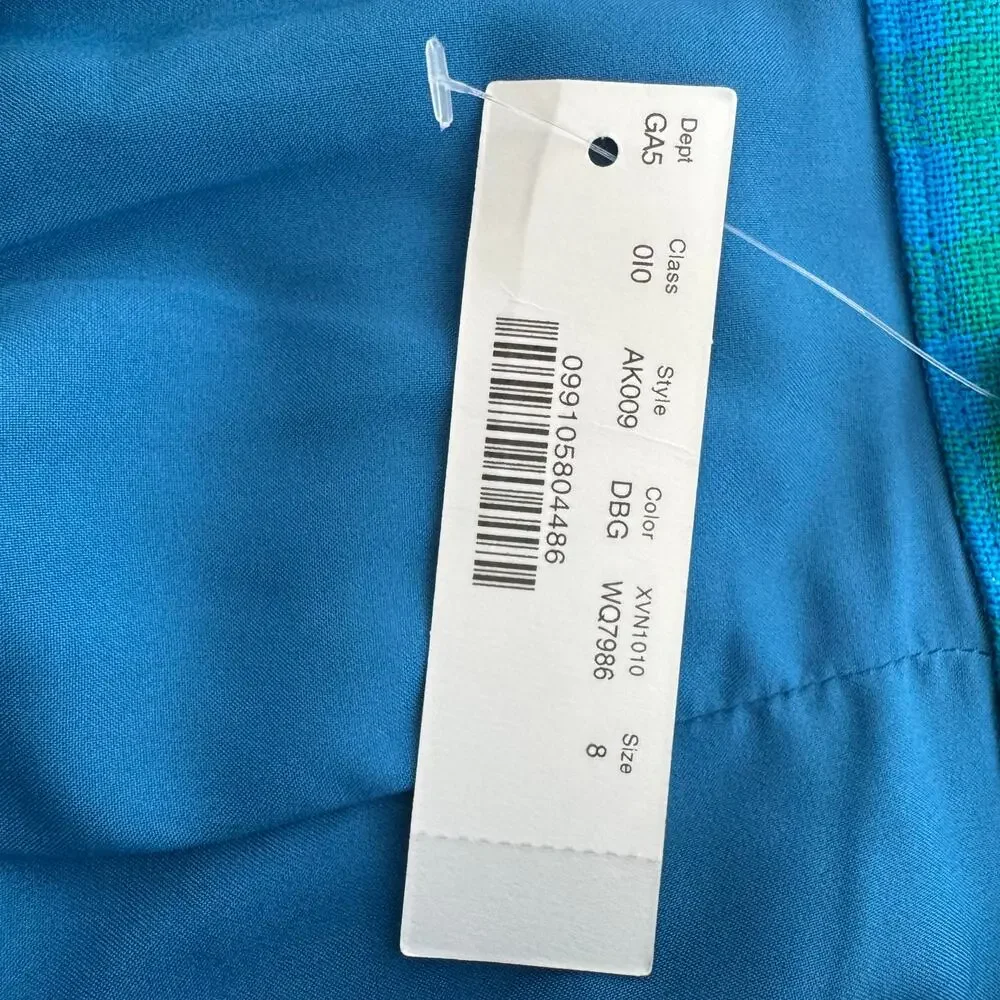 J.CREW Parke Colorful Gingham Plaid Deep Blues Preppy A-Line Mini Skirt NEW- 8